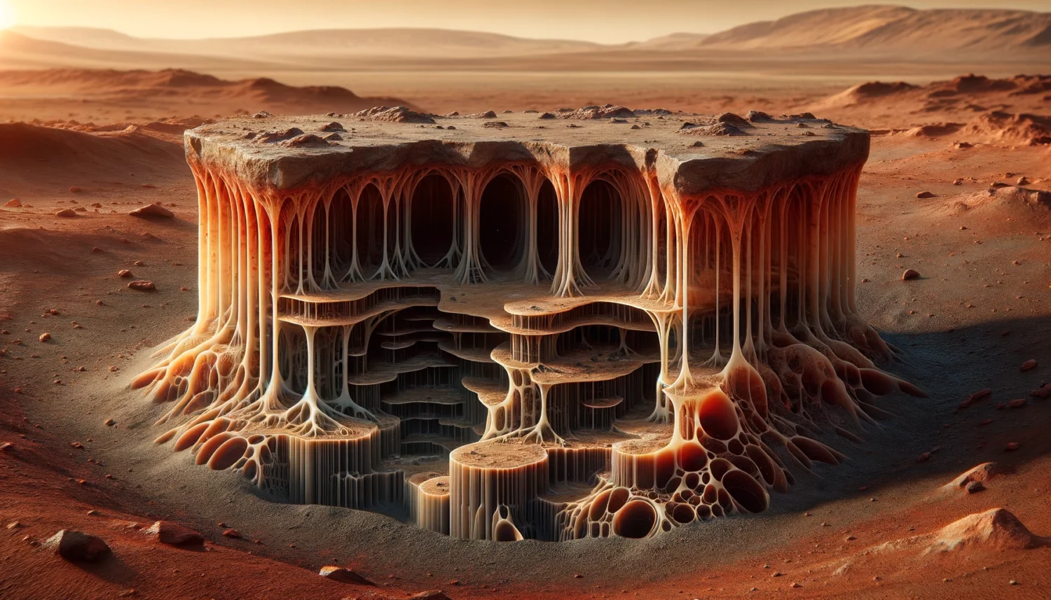 estructuras subterráneas en Marte